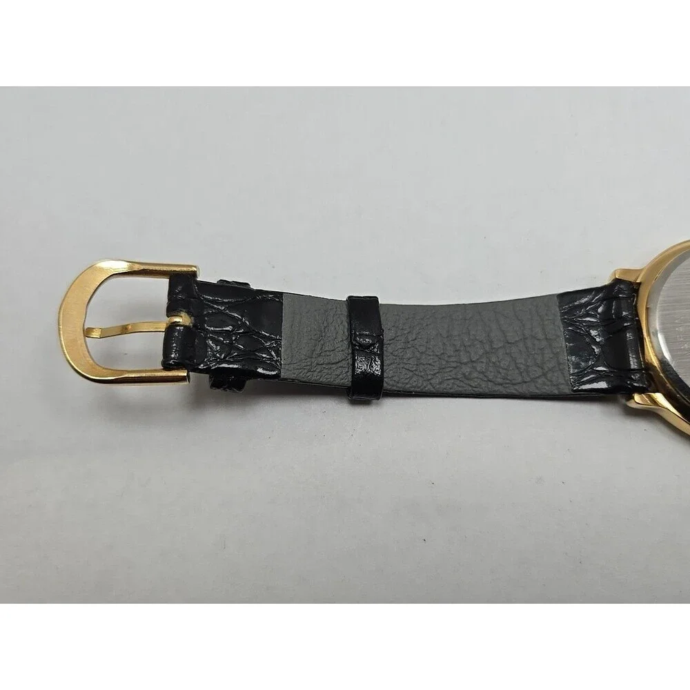 Pierre Jacquard Vintage Quartz Watch Black Dial Gold Tone New Battery Japan Mens